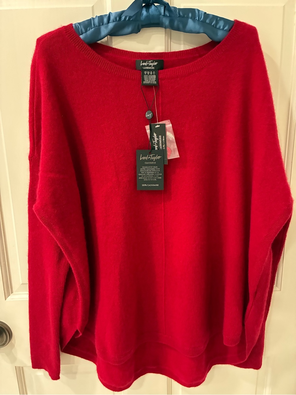Lord & Taylor Red Cashmere Crewneck Sweater
